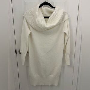 Seven Sisters White Cowl Neck Sweater Dress, Sz M